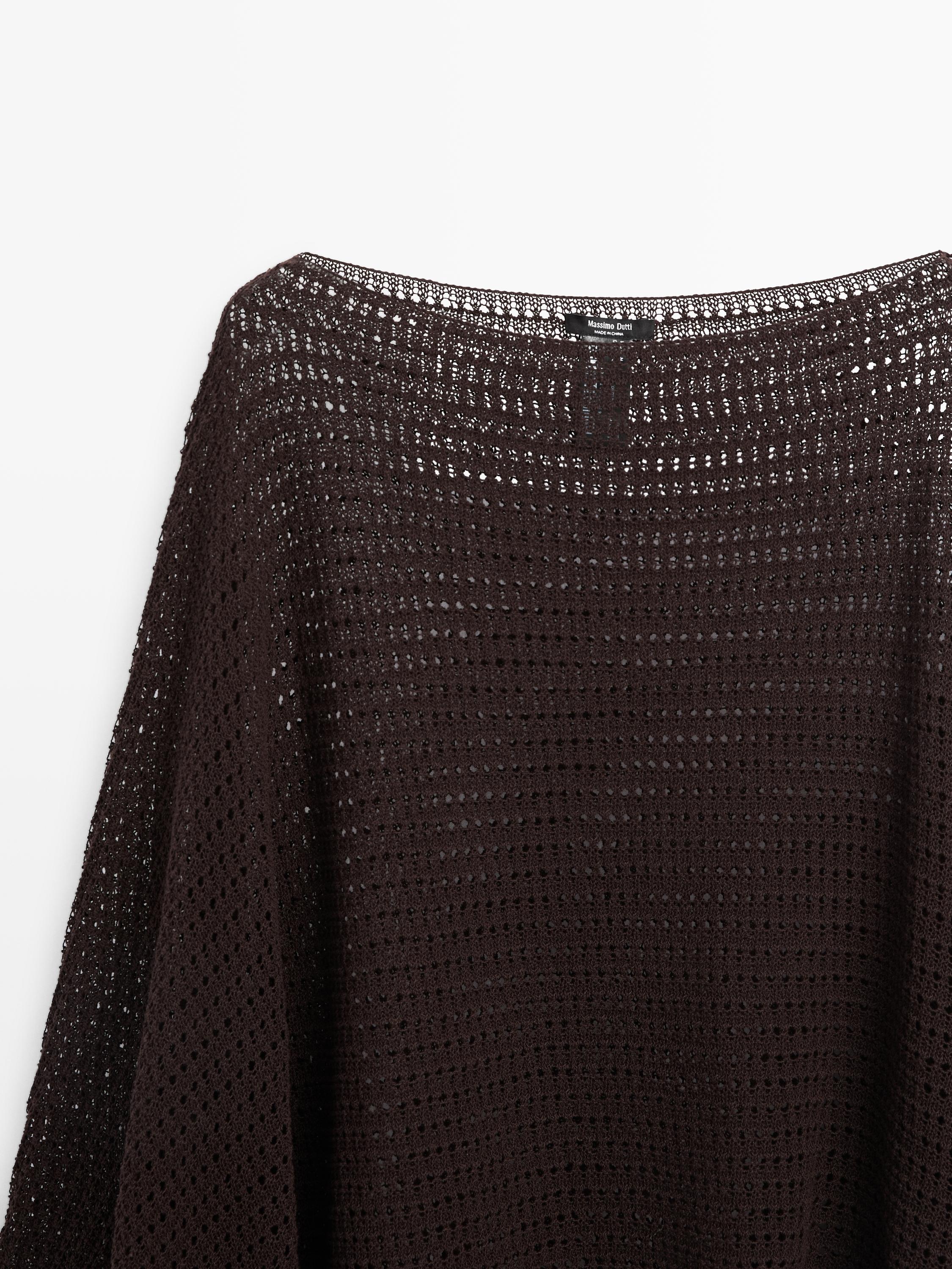Cotton blend cape with openwork detail